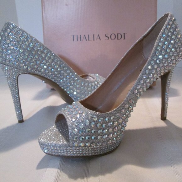 Sexy Holiday Thalia Sodi Landon Embellished Silver Lurex 11M - Picture 4 of 9